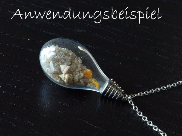 1 Stück Glasperle - Hohlperle klar Tropfen 30 x 18 mm flach, 3