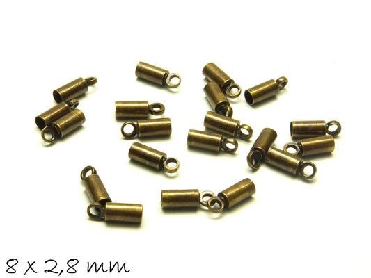 20 Stück Endkappen, Innendurchmesser 2.1 mm, bronze, 8 x 2.8 mm