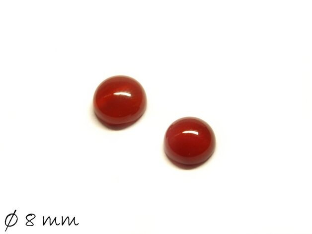 2 Stück Edelstein Cabochons, roter Achat, 8 mm