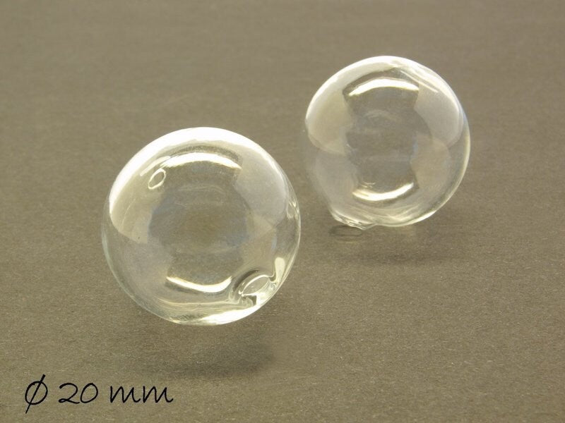 2 Stück Glasperlen Perlen hohl transparent 20 mm