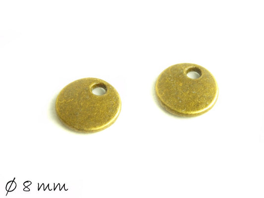 10 Stück Anhänger Stempel Plättchen Ø 8 mm bronze